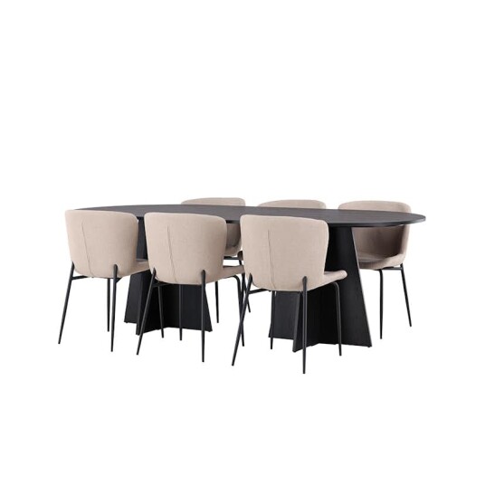 Spisegruppe Venture Home Bootcut Oval med 6 Modesto Stoler