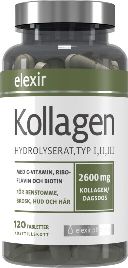 Elexir Pharma Kollagen Hydrolyserat Typ I,II,III 120 stk
