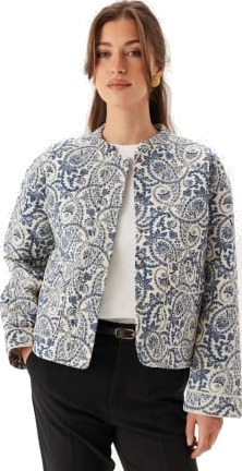 ONLY Onlhallie Quilted Jacket Cloud Dancer Aop:blue Tile Pri M