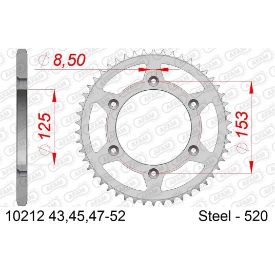 AFAM Bakdrev 520 Stål - Honda CR/CRF,48T CR/CRF/XR 125-650cc