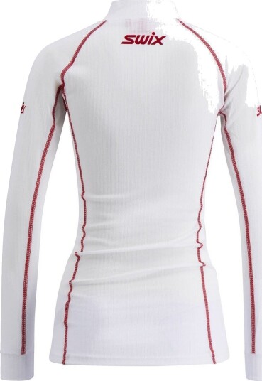 Swix Racex Classic Half Zip Dame Bright White/Swix Red L Swix Racex Classic Half Zip Dame Bright White/Swix Red L