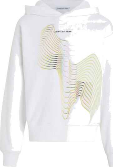 Calvin Klein Hettegenser Minimalistisk grafikk Bright White Calvin Klein 12 år 152 Hettegenser Hvit