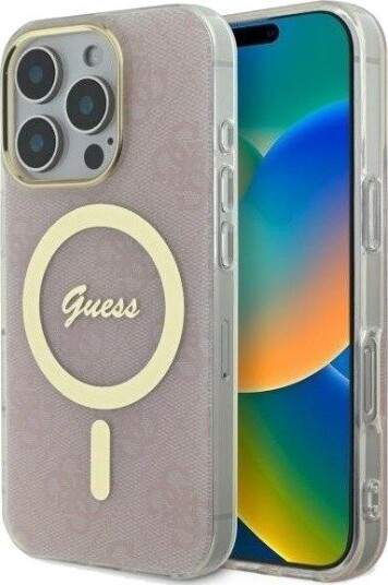 GUESS IML 4G MagSafe Mobildeksel for iPhone 16 Pro Max - Rosa