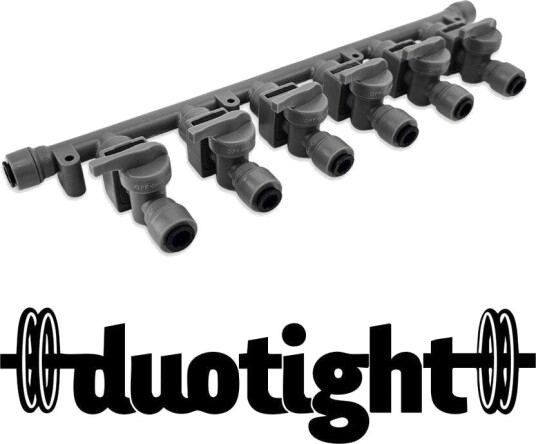 Kegland Duotight Manifold 6 uttak med stengeventiler og push-fit