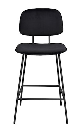 Bryan Barstol 94 cm Svart Fløyelsstoff / Svart Metall