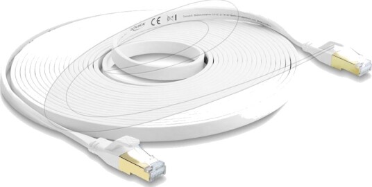 Delock Flat Patchkabel Rj45 Cat.8.1 U/Ftp Opptil 40 Gbps 7,5 M Hvit 81029