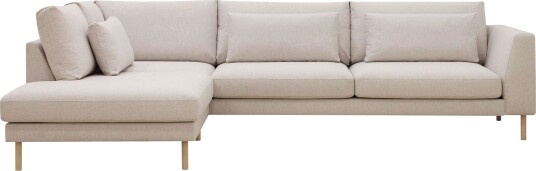 Florenz 4 seters Venstrevendt L formet Sjeselongsofa i Stoff Beige