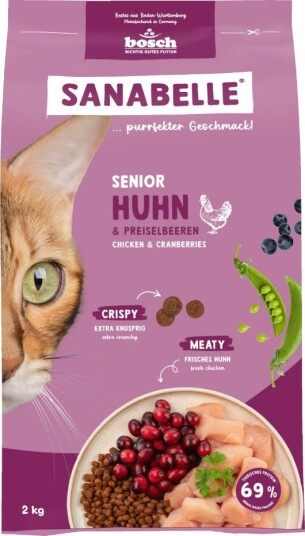 Bosch Sanabelle Senior Tørrfôr Til Eldre Katter Kylling Og Tyttebær 2 kg Bosch Sanabelle Senior Tørrfôr Til Eldre Katter Kylling Og Tyttebær 2 kg