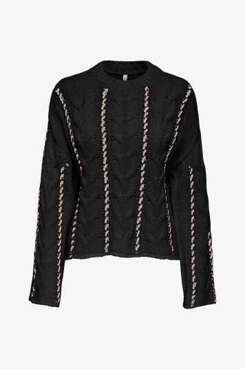 Only Carmakoma Pullover carTessa Cabel Stitch LS O neck Svart Only Carmakoma Pullover carTessa Cabel Stitch LS O neck Svart