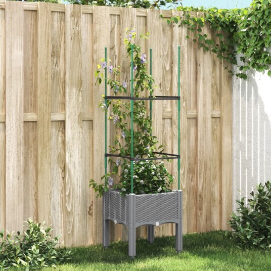 Plantekasse med espalier lysegrå 40x40x142,5 cm PP