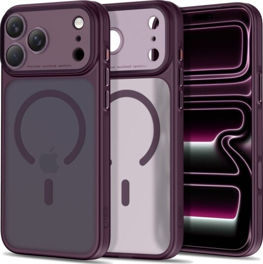 iPhone 18 Pro/17 Pro Tech-Protect MagPrime MagSafe CC hybrid-deksel - matt Burgunderrød