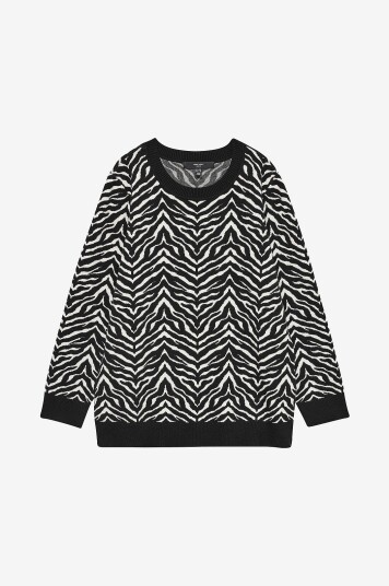 Vero Moda Curve - Pullover vmcAria Art LS O-neck - Svart