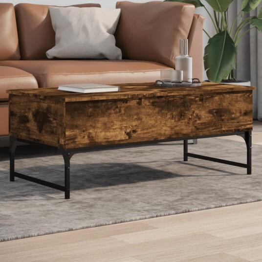  Salongbord røkt eik 100x50x40 cm konstruert tre og metall 8721012479173