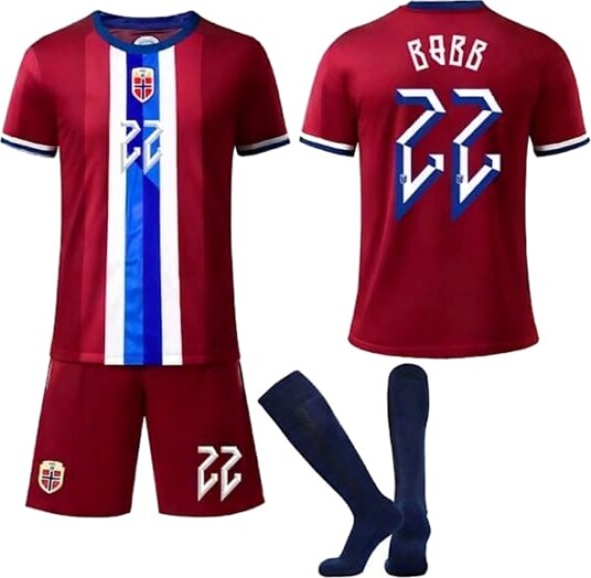 24-25 Norge Landslag Barnetrøye Nr. 22 Bobb 24, Fotballdraktsett for barn, Ungdoms Matchuniform