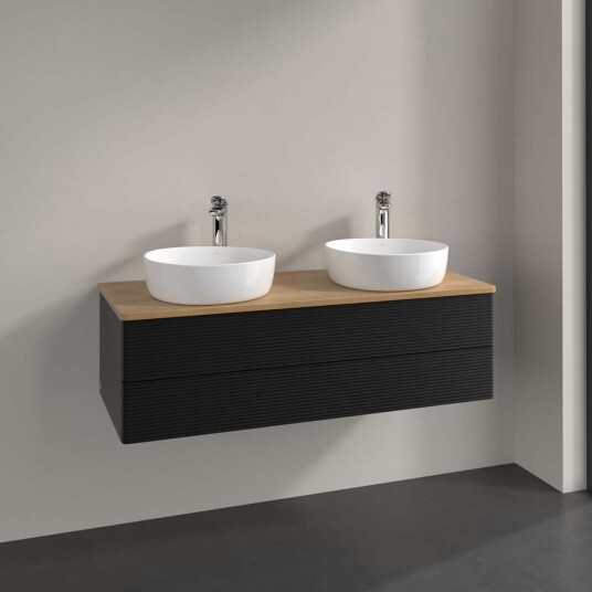 Villeroy & Boch Antao Servantskap med 2 skuffer 120x50x36 cm m/lys Sort Matt/Eik Villeroy & Boch Antao Servantskap med 2 skuffer 120x50x36 cm m/lys Sort Matt/Eik