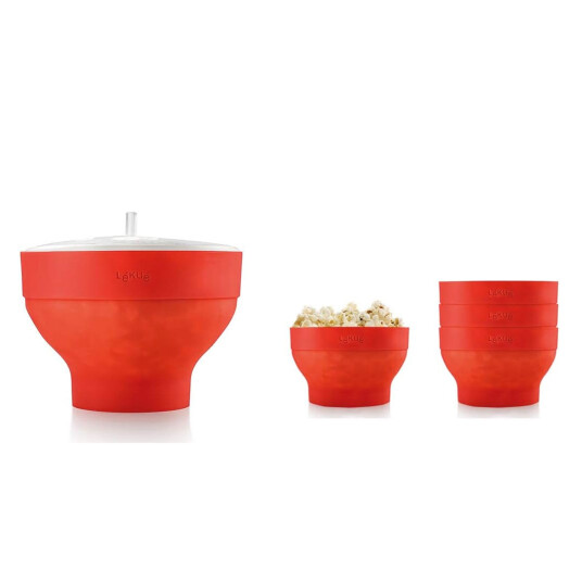 Lékué Popcornmaker XL + 4 skåler rød Lékué Popcornmaker XL + 4 skåler rød