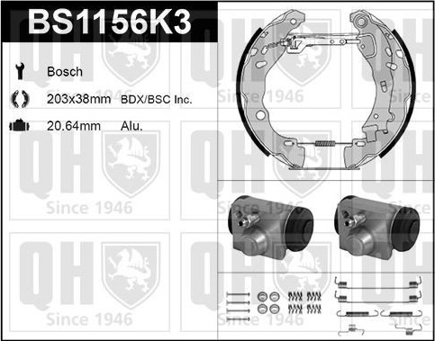 Bremsesko sett QUINTON HAZELL BS1156K3