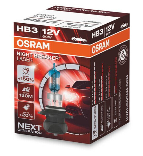 OSRAM Night Breaker laserpære HB3 12V / 60W - X1 OSRAM Night Breaker laserpære HB3 12V / 60W - X1