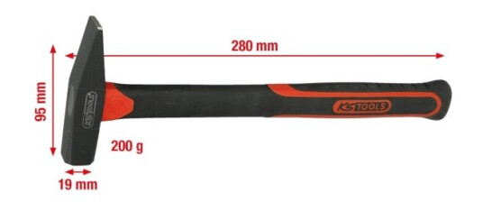 Ks Tools 142.1321, Klinkehammer, Stål, Fiberglass, Sort, 28 Cm, 280 G Ks Tools 142.1321, Klinkehammer, Stål, Fiberglass, Sort, 28 Cm, 280 G