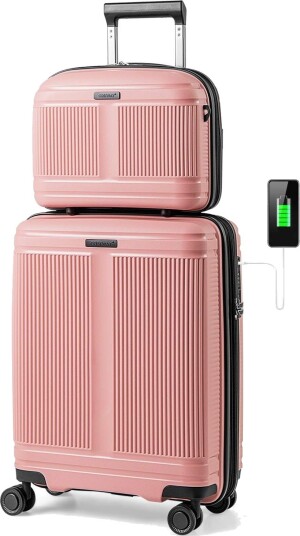 Bagasjesett med USB og TSA-lås – 20" håndbagasje, 14" kosmetikkveske