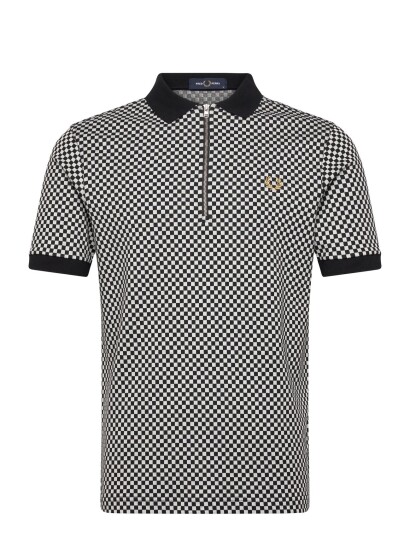 Fred Perry Chequerboard Polo Shirt Black M