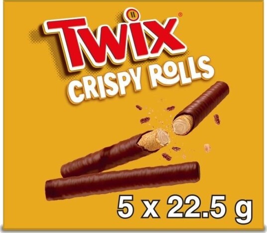 Twix Crispy Rolls 5 Pack   Kjeksstenger med Twixfyll 112,5 gram