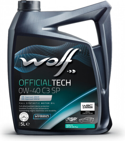 Motorolje WOLF OFFICIALTECH 0W40 C3 SP 5L