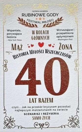 Yeku Gratulasjonskort 40 Års Bryllupsdag Rubin