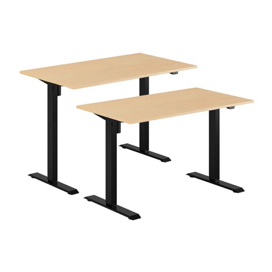 Design Studio Høydejusterbart Elektrisk Skrivebord, Svart Stativ, Bordplate I Bok, 8 Størrelser