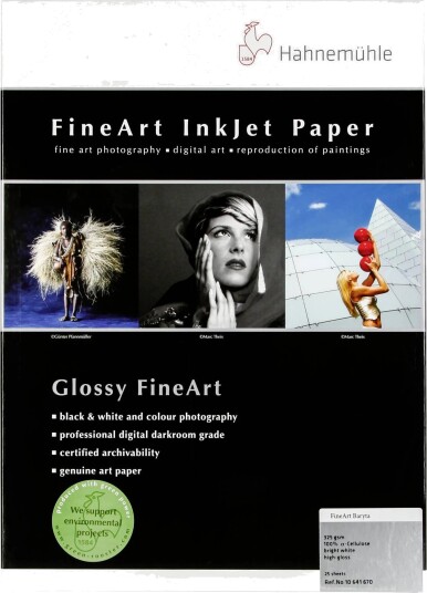 Hahnemühle FineArt Baryta Inkjet Fotopapir A3 325 g høyglans 25 ark