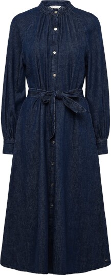 Tommy Hilfiger Gathered Midi Dress Myf Navy M Tommy Hilfiger Gathered Midi Dress Myf Navy M