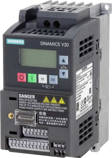 Siemens Sinamics V20 Frekvensomformer 1 fase 200 240 V 3,2 A 0,55 kW 0,55 kW Elfordeling & strømforsyning