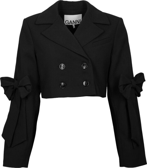 Ganni Bonded Crepe Cropped Blazer Black 34