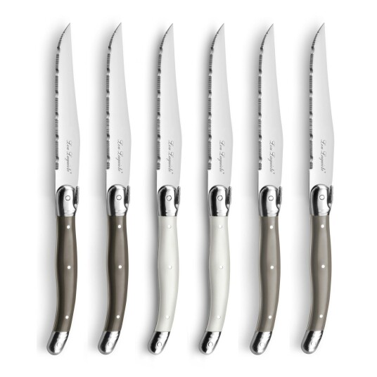 Lou Laguiole Tradition Grillkniver med Knivblokk 6 pk Mix