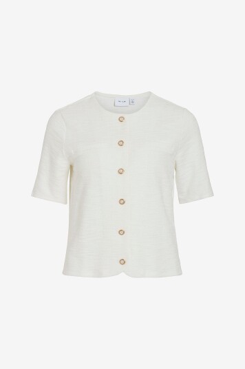 Vila - Topp viAmy O-neck 2/4 Cardigan - Hvit