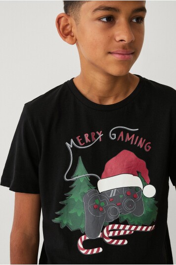 Ellos Collection T skjorte Christmas Henrik Svart