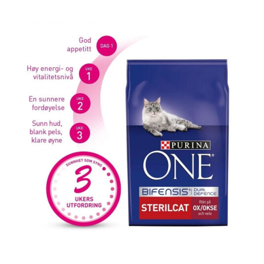 Purina ONE Sterilcat Tørrfôr med Okse & Hvete 2,8 kg