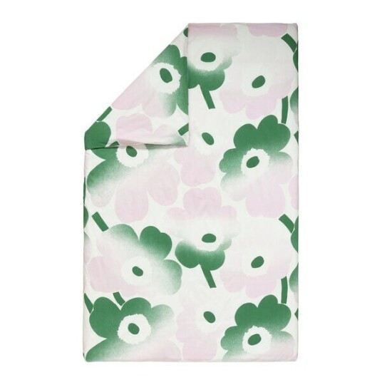 Marimekko   Unikko dynetrekk 150x210 cm hvit/rosa/grønn