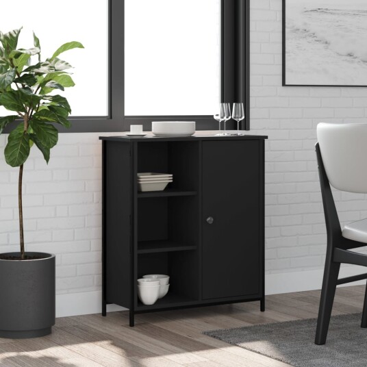 vidaXL Skjenk svart 70x30x80 cm konstruert tre