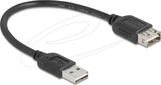 Delock Usb Forlengelseskabel Usb Hann Reversibel Til Usb Hunn Reversibel Usb 2.0 20 Cm Easy Usb Svart