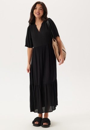 Happy Holly Puff Sleeve Viscose Dress Black 32/34