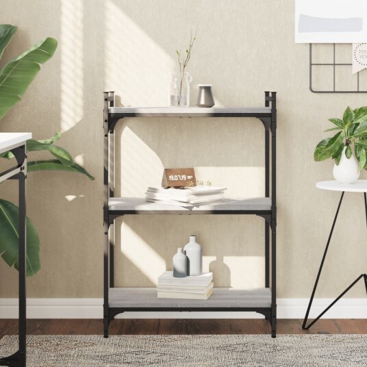 Bokhylle 3 etasjer grå sonoma 60x30x86 cm konstruert tre 8721012194328