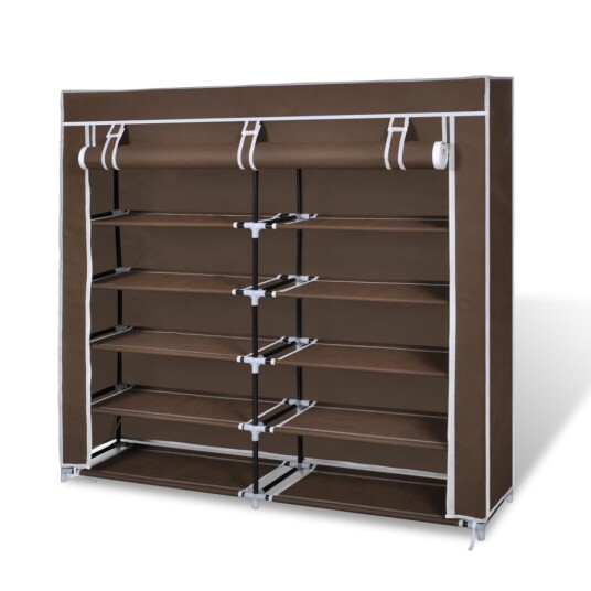 vidaXL Skoskap i stoff med trekk 115 x 28 x 110 cm brun vidaXL Skoskap i stoff med trekk 115 x 28 x 110 cm brun