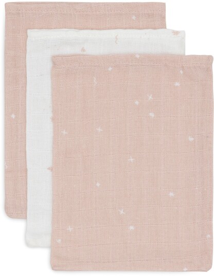 Jollein Vaskekluter Twinkling Musselin 3 Pack Wild Rose Jollein Vaskekluter Twinkling Musselin 3 Pack Wild Rose