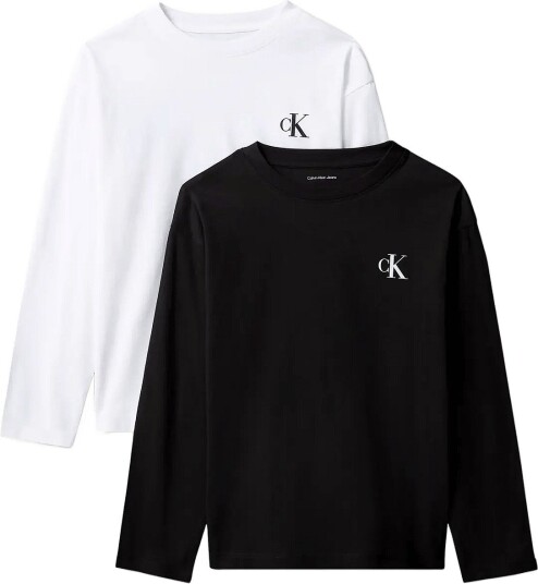 Calvin Klein 2 Pack Monogram T Shirt Ls Black 128
