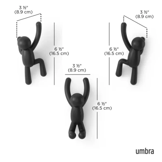 Umbra Buddy knagger 3 stk sort