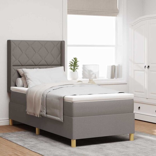 Bokmadrass med madrass Taupe 100x200 cm Stoff