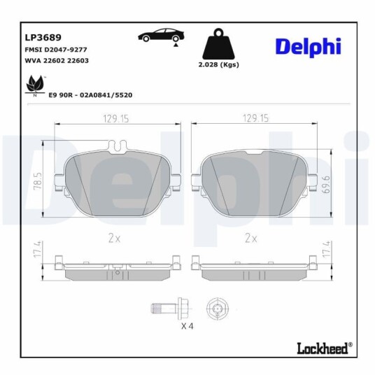 Bremseklosser DELPHI LP3689 Bremseklosser DELPHI LP3689
