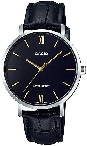 Casio Dameklokke LTP VT01L 1BUDF Classic Sort/Lær Ø34 mm