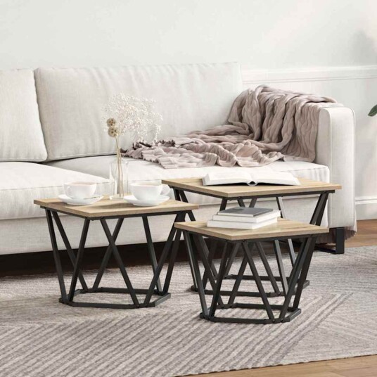 Sidebord 3 stk Sonoma Eik Konstruert Tre